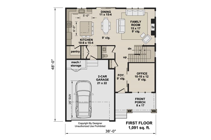 Architectural House Design - Floor Plan - Main Floor for Craftsman House Plan #51-1525 - 3 bed, 2.5 bath