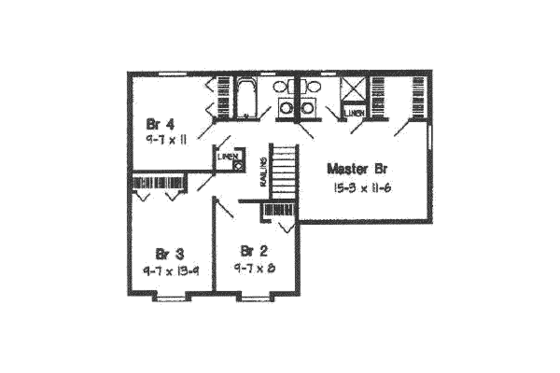Floor Plan - Upper Floor for Traditional House Plan #116-179 - 4 bed, 2.5 bath