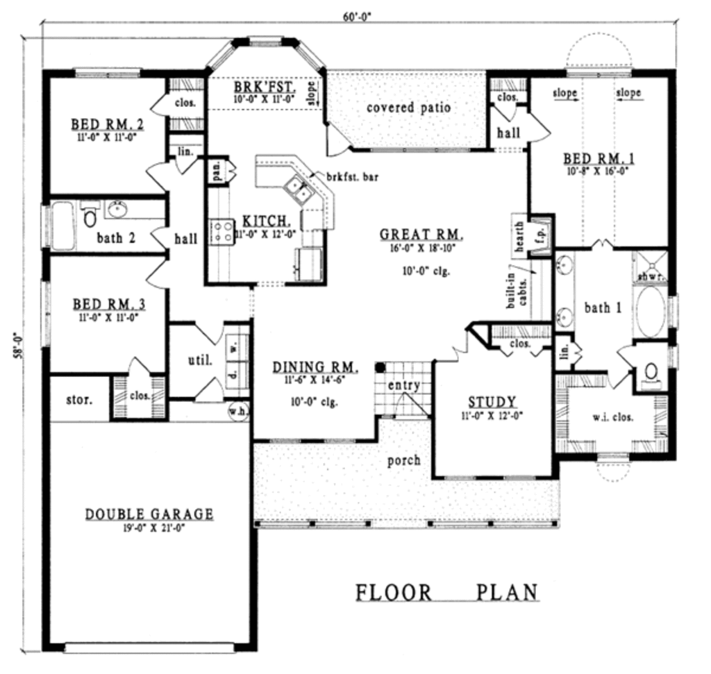 Southern Style House Plan 3 Beds 2 Baths 2000 Sq/Ft Plan