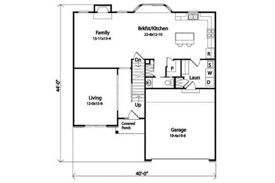 Floor Plan - Main Floor for Traditional House Plan #22-463 - 3 bed, 2.5 bath