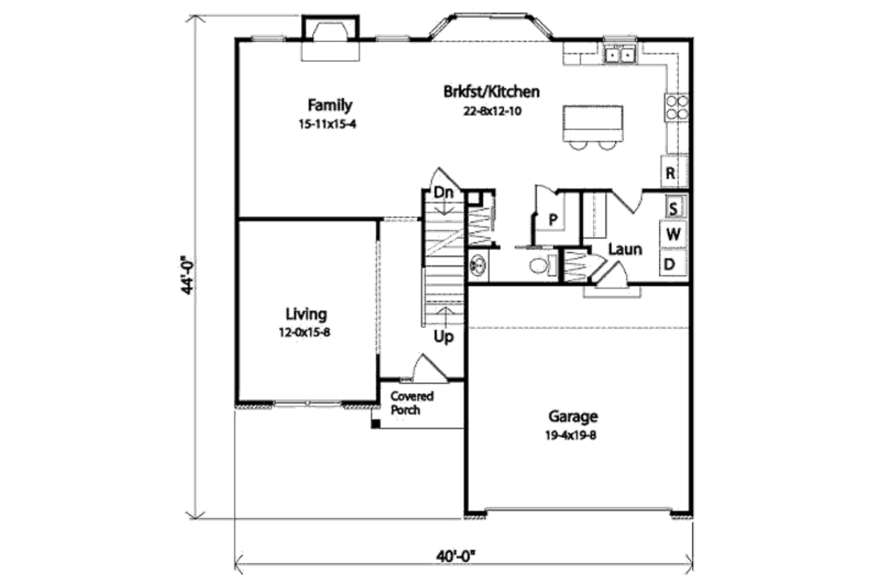 Home Plan - Floor Plan - Main Floor for Traditional House Plan #22-463 - 3 bed, 2.5 bath
