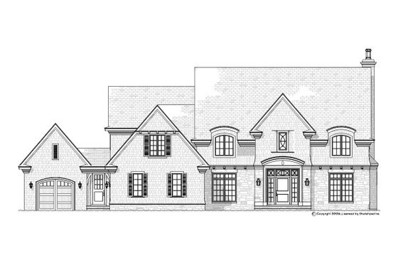 Exterior - Front Elevation 3 for European House Plan #901-84 - 4 bed, 3.5 bath