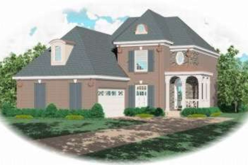 Exterior - Front Elevation 2 for European House Plan #81-716 - 4 bed, 2.5 bath