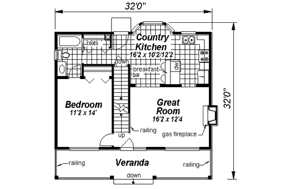 Floor Plan - Main Floor for Country House Plan #18-299 - 3 bed, 2 bath