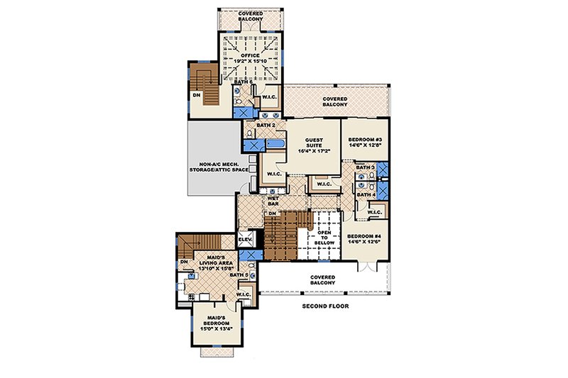 House Plan Design - Floor Plan - Upper Floor for Southern House Plan #27-477 - 4 bed, 6.5 bath