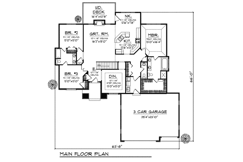 Home Plan - Floor Plan - Main Floor for Traditional House Plan #70-819 - 5 bed, 3.5 bath