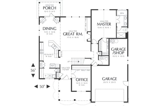 Main Level Floor Plan - 2100 square foot Craftsman home