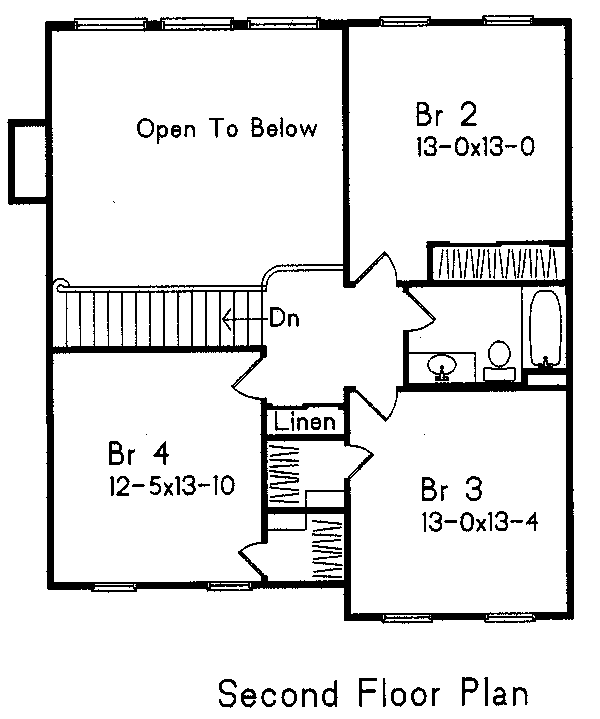 Traditional Floor Plan - Upper Floor Plan #22-203