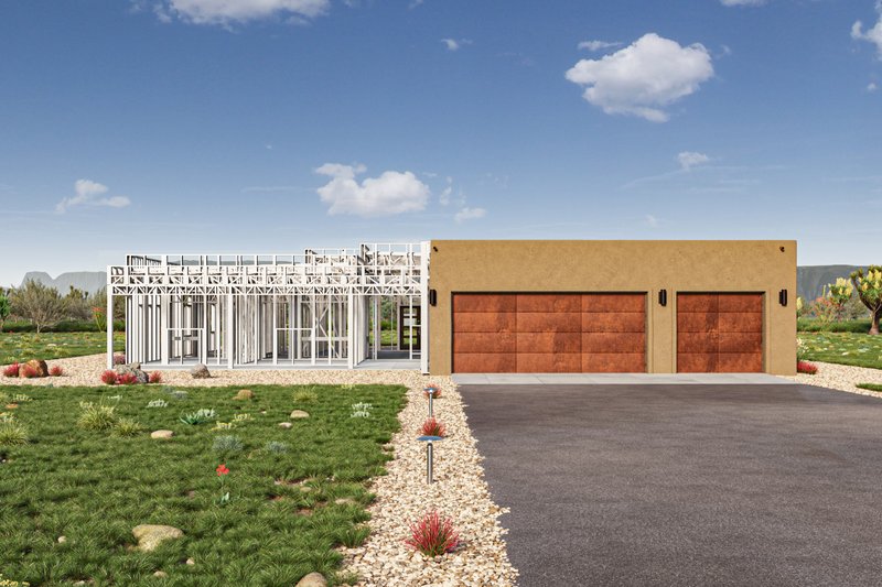 House Design - Exterior - Front Elevation 3 for Adobe / Southwestern House Plan #1106-11 - 3 bed, 2 bath