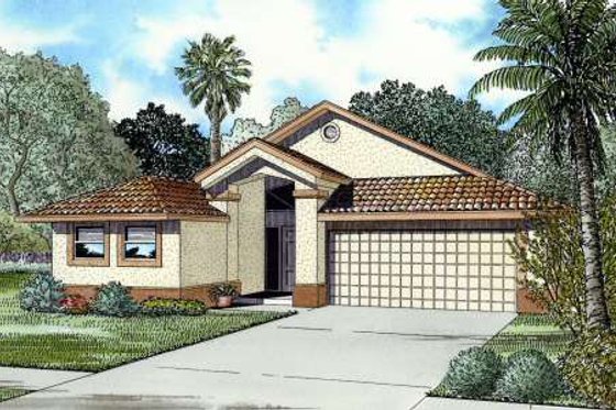 Exterior - Front Elevation for Mediterranean House Plan #420-117 - 4 bed, 3 bath