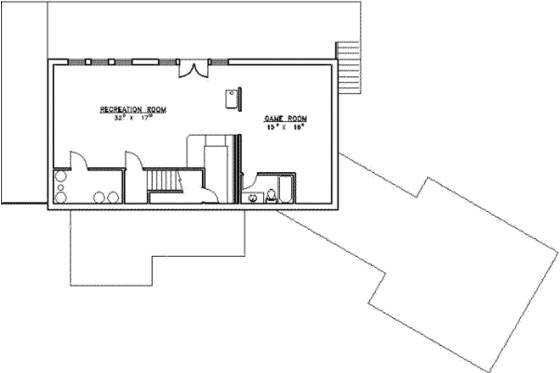 Floor Plan - Lower Floor for European House Plan #117-159 - 3 bed, 4 bath