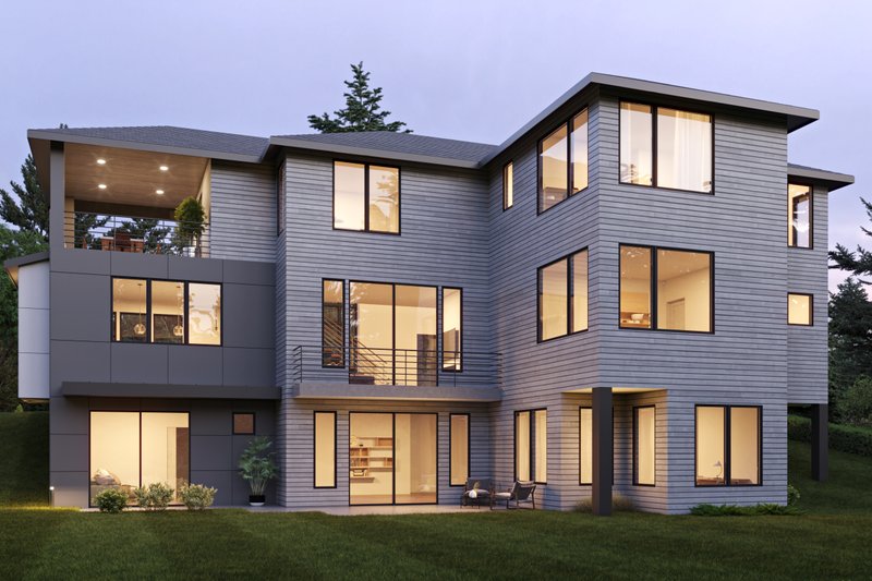House Design - Exterior - Rear Elevation for Contemporary House Plan #1066-271 - 5 bed, 5.5 bath
