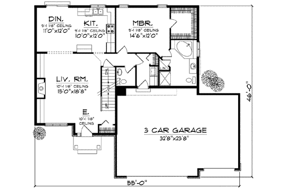 Floor Plan - Main Floor for Traditional House Plan #70-831 - 4 bed, 3.5 bath