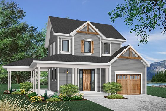 Exterior - Front Elevation 3 for Country House Plan #23-2164 - 2 bed, 1.5 bath