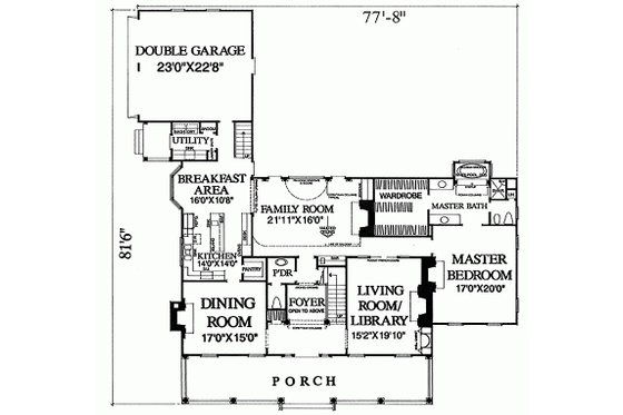Floor Plan - Main Floor for Country House Plan #137-148 - 4 bed, 3 bath