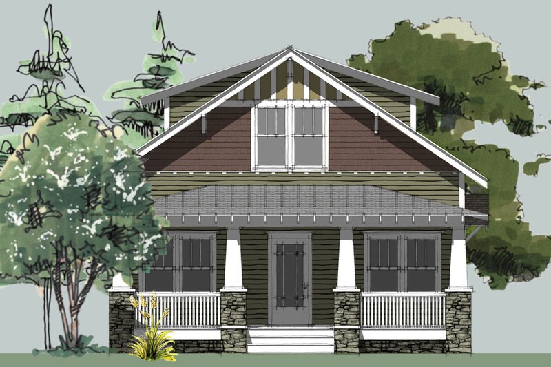House Blueprint - Exterior - Front Elevation 4 for Craftsman House Plan #461-19 - 3 bed, 2.5 bath