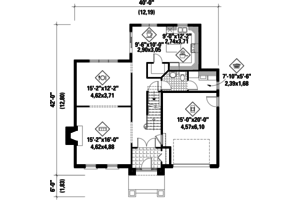 Floor Plan - Main Floor for Colonial House Plan #25-4767 - 4 bed, 2 bath