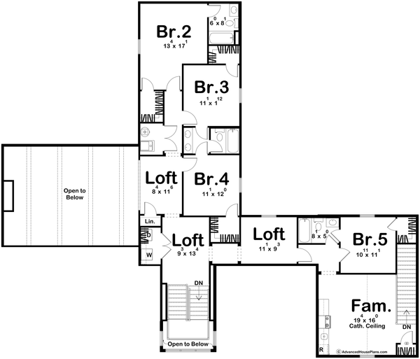 Modern Floor Plan - Upper Floor Plan #455-575