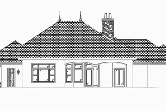 Exterior - Rear Elevation for Mediterranean House Plan #27-418 - 3 bed, 3.5 bath