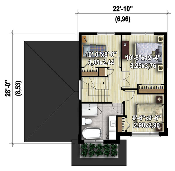 Contemporary Floor Plan - Upper Floor Plan #25-4572