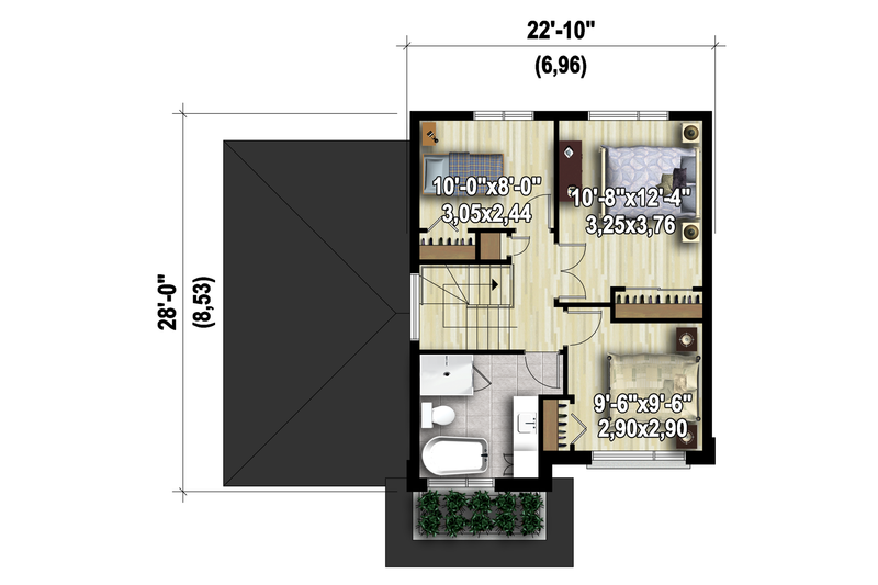 Architectural House Design - Floor Plan - Upper Floor 1 for Contemporary House Plan #25-4572 - 3 bed, 1 bath