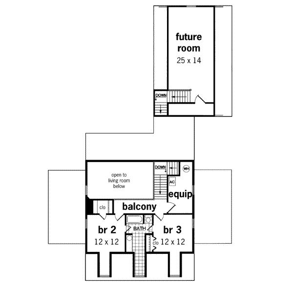 House Plan Design - Southern Floor Plan - Upper Floor Plan #45-198
