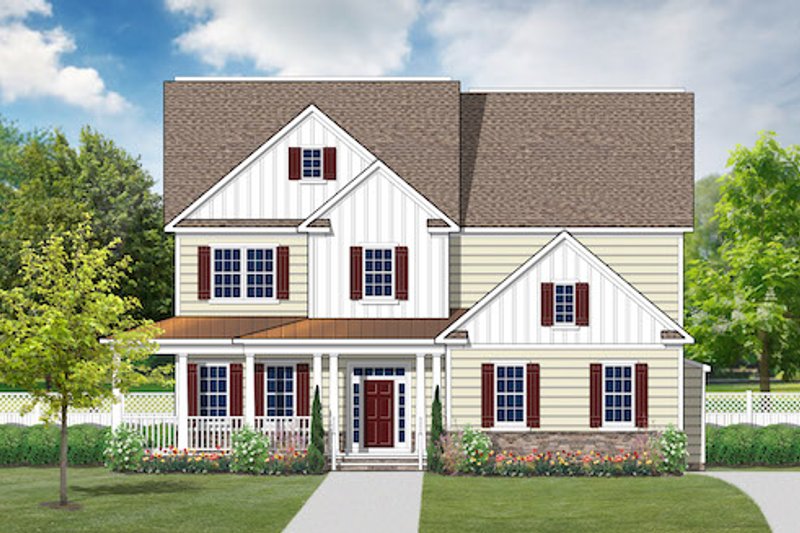 House Blueprint - Traditional Exterior - Front Elevation Plan #1053-97