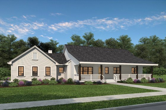 Exterior - Front Elevation 3 for Ranch House Plan #47-1023 - 3 bed, 2 bath