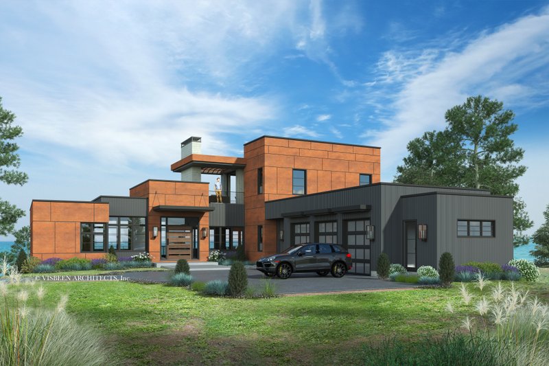 House Blueprint - Exterior - Front Elevation 2 for Contemporary House Plan #928-408 - 4 bed, 4.5 bath