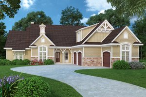 Country design with Craftsman details, elevation