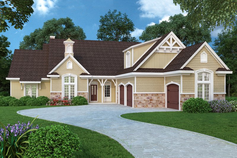 Home Plan - Country design with Craftsman details, elevation
