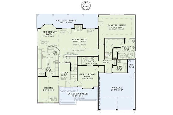 Floor Plan - Main Floor for Traditional House Plan #17-2881 - 4 bed, 3 bath