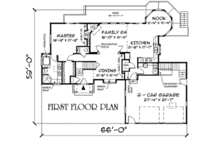 Floor Plan - Main Floor for European House Plan #75-192 - 3 bed, 2.5 bath