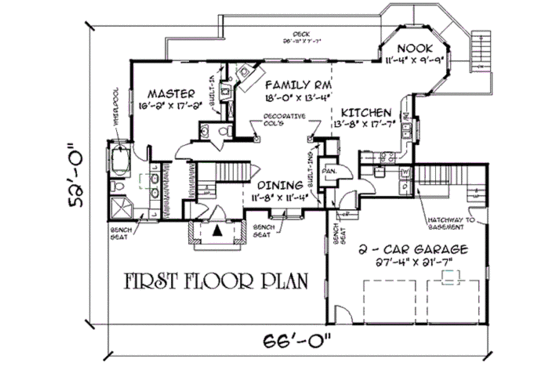 Floor Plan - Main Floor for European House Plan #75-192 - 3 bed, 2.5 bath