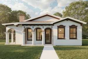 House Design - Exterior - Front Elevation for Mediterranean House Plan #1127-4 - 2 bed, 2 bath