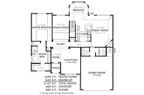 Floor Plan - Main Floor for European House Plan #424-67 - 3 bed, 2.5 bath