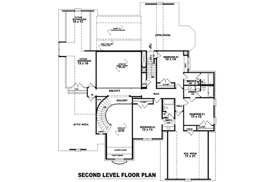 Floor Plan - Upper Floor for European House Plan #81-1341 - 4 bed, 4 bath