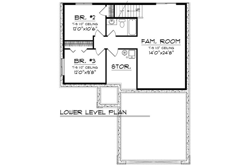 House Design - Floor Plan - Lower Floor for Ranch House Plan #70-1507 - 3 bed, 2.5 bath