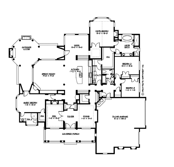 House Blueprint - Traditional Floor Plan - Main Floor Plan #132-206