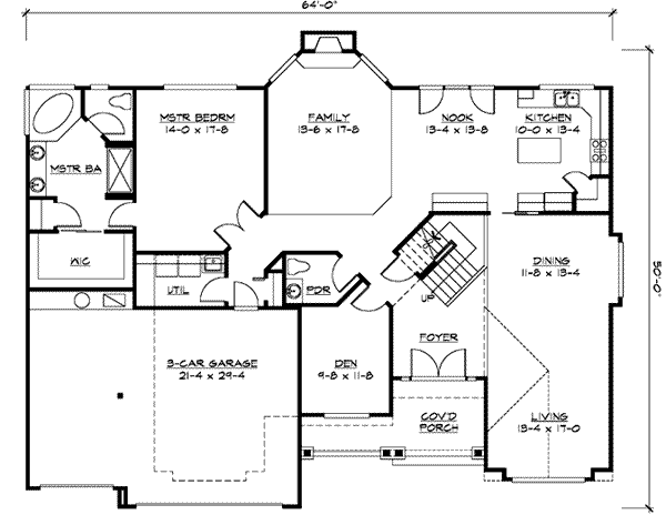 Craftsman Floor Plan - Main Floor Plan #132-143