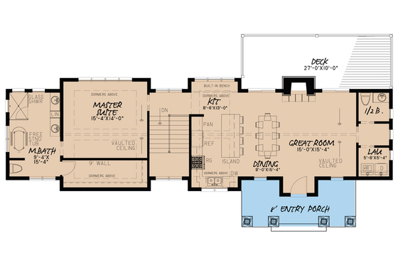 Floor Plan - Main Floor for Farmhouse House Plan #923-63 - 3 bed, 2.5 bath
