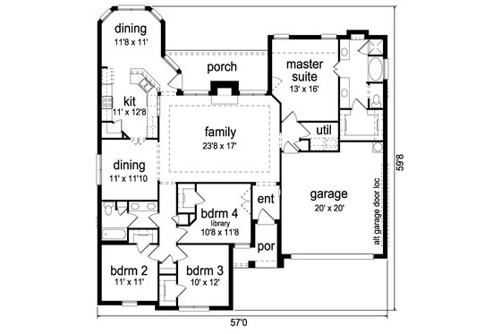 Floor Plan - Main Floor for Traditional House Plan #84-626 - 4 bed, 2 bath
