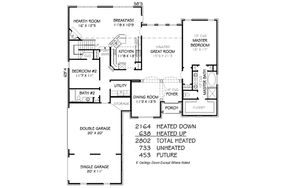 Floor Plan - Main Floor for Traditional House Plan #424-360 - 4 bed, 3 bath