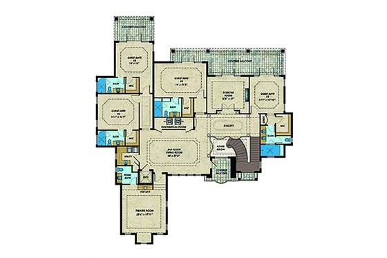 Floor Plan - Upper Floor for Contemporary House Plan #548-27 - 6 bed, 8 bath