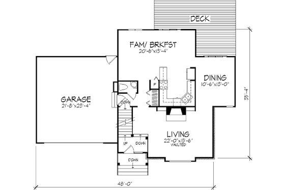 Floor Plan - Main Floor for Traditional House Plan #320-396 - 4 bed, 2.5 bath