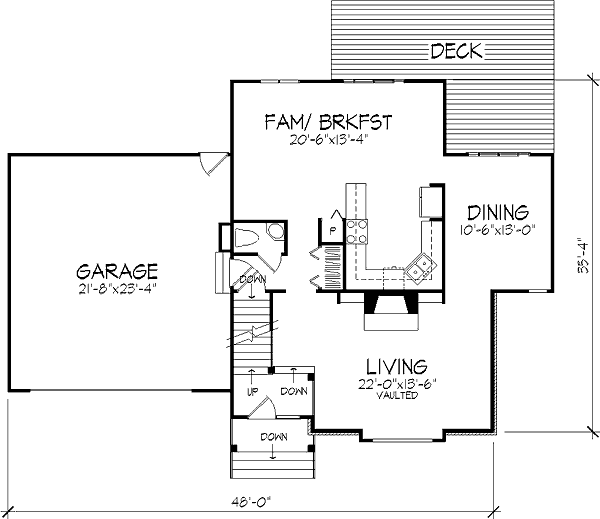 Architectural House Design - Traditional Floor Plan - Main Floor Plan #320-396