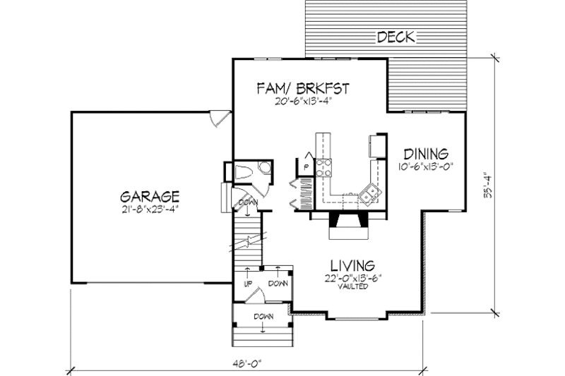 Home Plan - Floor Plan - Main Floor for Traditional House Plan #320-396 - 4 bed, 2.5 bath