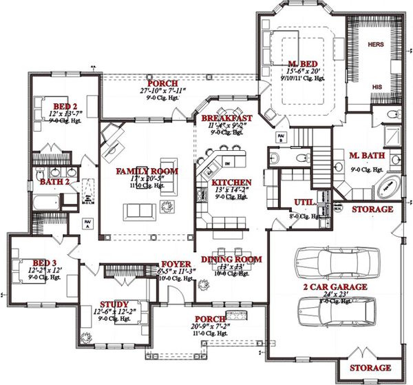 Traditional Floor Plan - Main Floor Plan #63-311