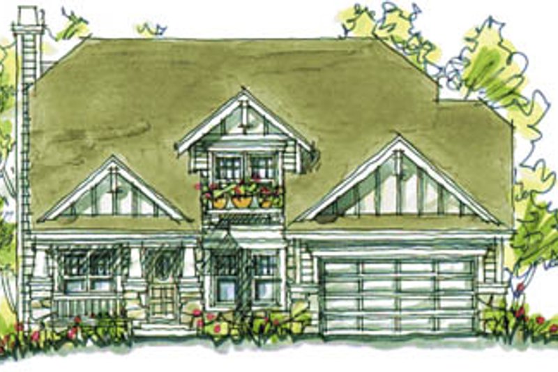 Architectural House Design - Craftsman Exterior - Front Elevation Plan #20-2038