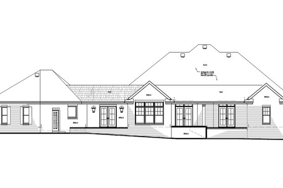 Exterior - Rear Elevation for Southern House Plan #15-250 - 3 bed, 2.5 bath